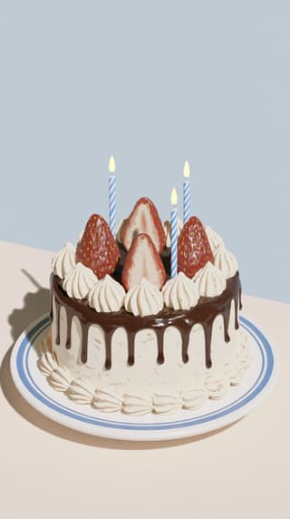 Strawberry Drip Birthday Cake: cake, dessert — AI-generated Concept Art image made with Midjourney