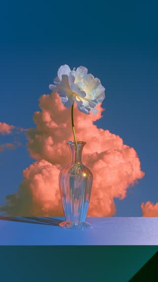 Peony Against a Coral Cloud: flowers, clouds — AI-generated Concept Art image made with Midjourney