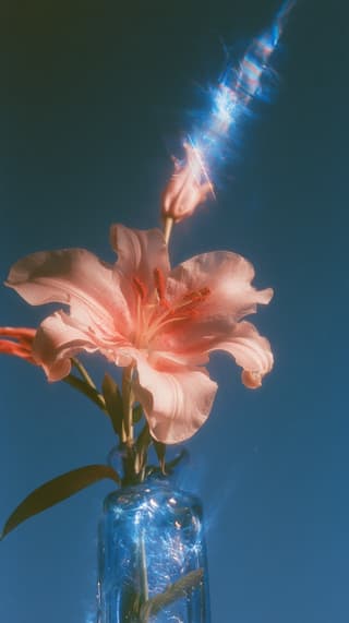 Lily with a Prism Flare: flowers, light — AI-generated Photorealistic image made with Midjourney